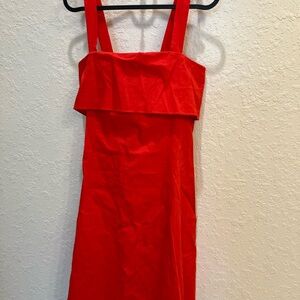Theory Dress Draped Mini Eco Crunch Wash in Poppy Red